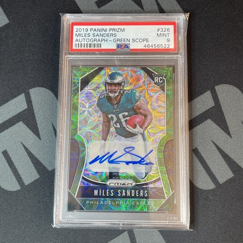 2019 Prizm Miles Sanders Green Scope Rookie Auto /75 PSA 9 Mint Eagles #326