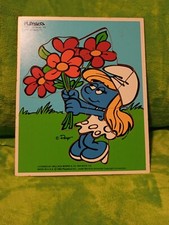 Vintage Playskool Wooden Puzzle Smurfette  Spring Beauty   325-7 Wallace Berrie