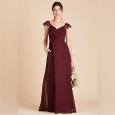 Birdy Grey Women's Kae Chiffon Maxi Dress Size XS Cabernet Bridesmaid NEW