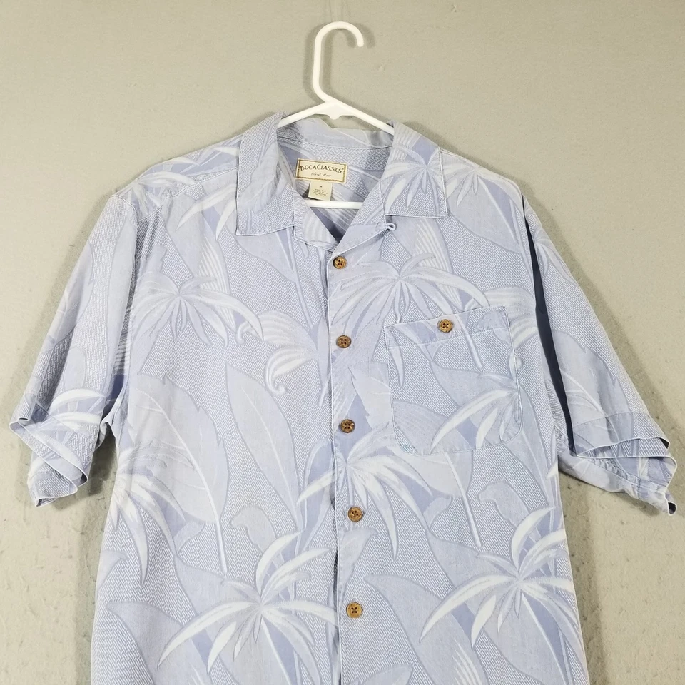 Boca Classics Camisa Hawaiana Hombre Medio Azul Floral Lujo Seda Aloha Camp Foto 2 de 4
