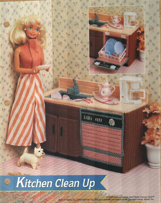 NEW KITCHEN CLEAN UP FASHION DOLL ANNIE'S PLASTIC CANVAS PATTERN INSTRUCTIONS