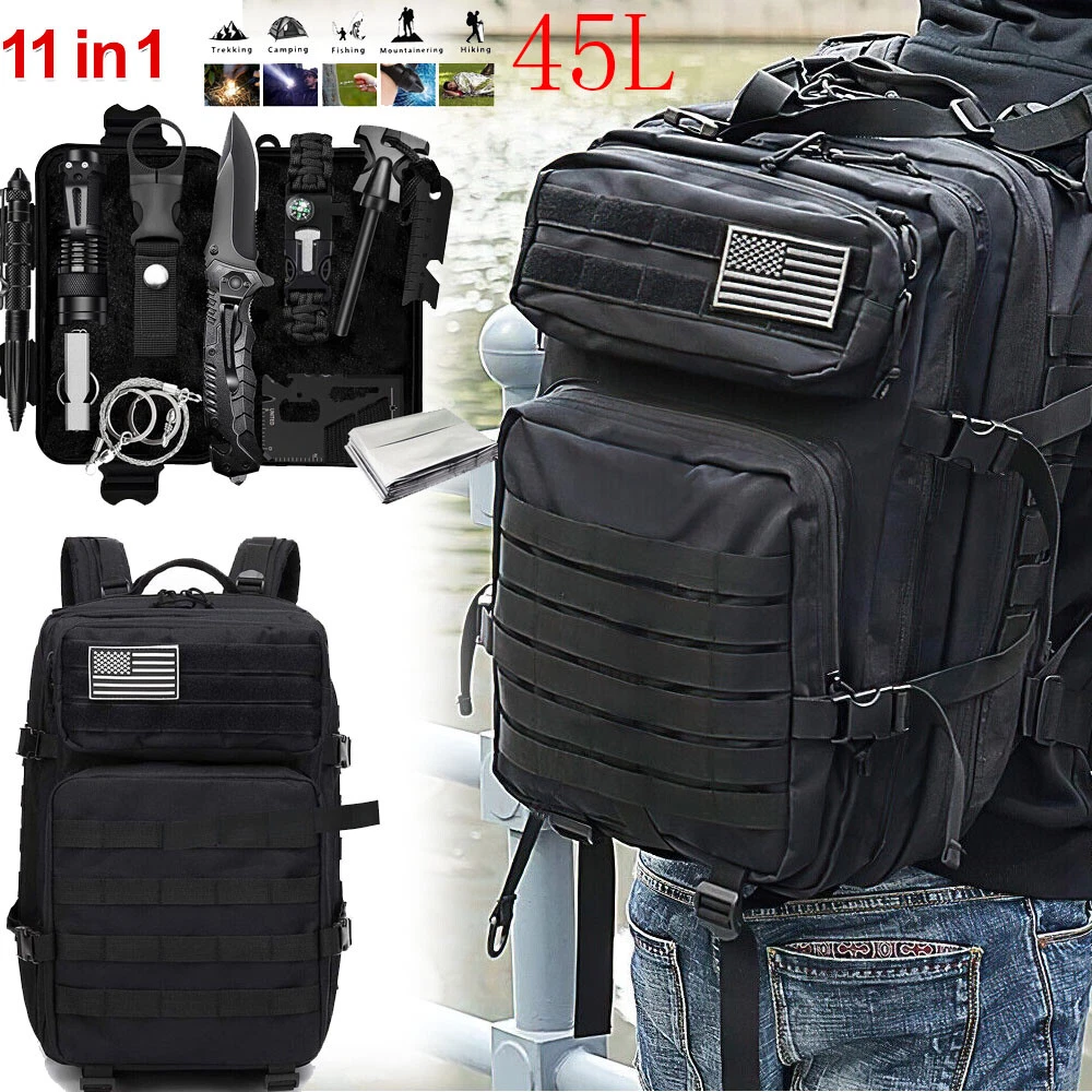Tactical 11 IN 1 Survival Kits Military Backpack EDC Emergency Gear Camping Tool