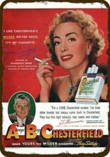 1949 Joan Crawford smokes Chesterfield Cigarettes DECORATIVE REPLICA METAL SIGN
