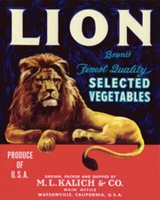 LION BRAND SELECTED VEGETABLES USA CRATE LABEL VINTAGE POSTER REPRO SMALL