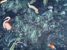 Jungle Birds Palm Leaves Tropical Leaf Fabric Material for Home Decor - 54" Wide