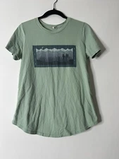 Zyia Active Women Size S Green Short Sleeve 100% Cotton Shirt