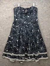 Nicole Miller Collection Dress Womens 8 Black Lace Trim Strapless Fit Flare