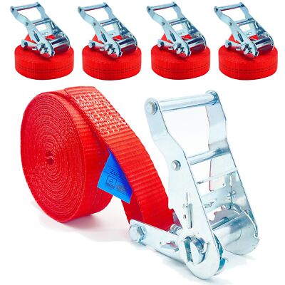 4 x Spanngurt Zurrgurte Einteilig LC 1000 2000 daN KG mit  Ratsche 6m 35mm lkw