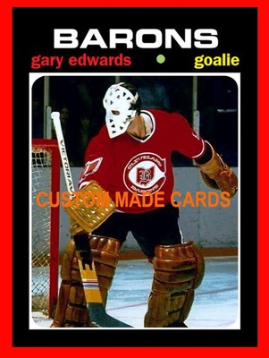 GARY EDWARDS Hand Made GOALIE Hockey Art Photo Novelty Card 2.5  X 3.5  BARONS