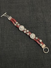 Leather And Rhinestone Bracelet