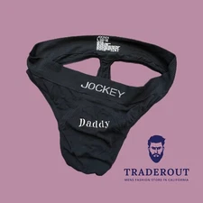 H.E.Arts DADDY logo custom Embroidery Mens Black modal thong underwear