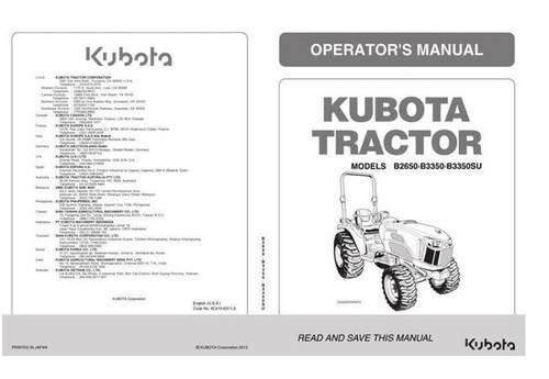 Kubota B2650 B3350 B3350SU Operators Maintenance Manual Delivered Today - Picture 1 of 4