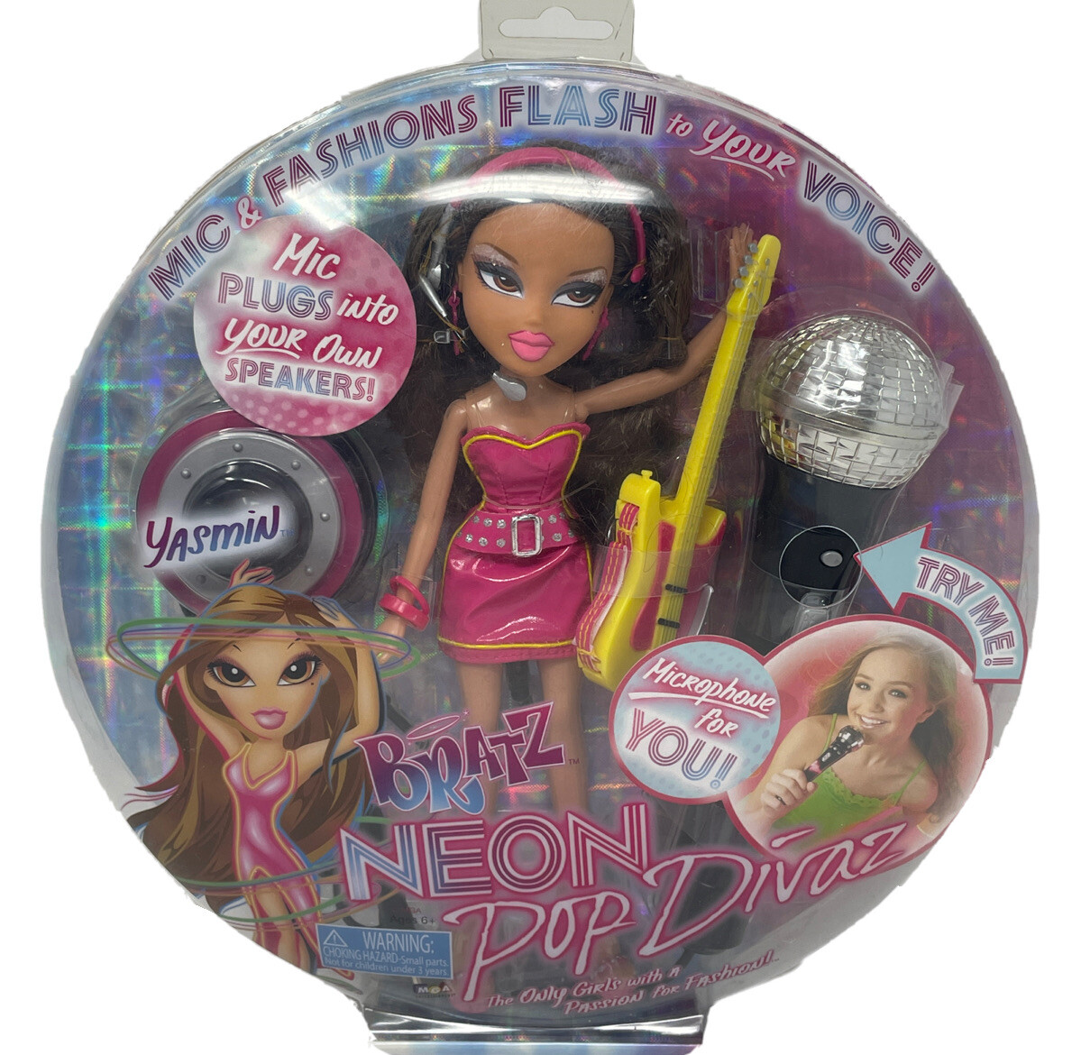 Bratz Neon Pop Divas – Yasmin Doll Microphone Guitar Speaker New