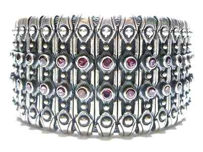 GEROCHRISTO STERLING SILVER MEDIEVAL BYZANTINE GARNET X-WIDE