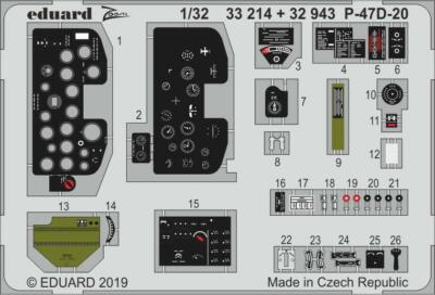 Eduard Accessories 33214 1:32 - P-47D-20 for Trumpeter - Neu