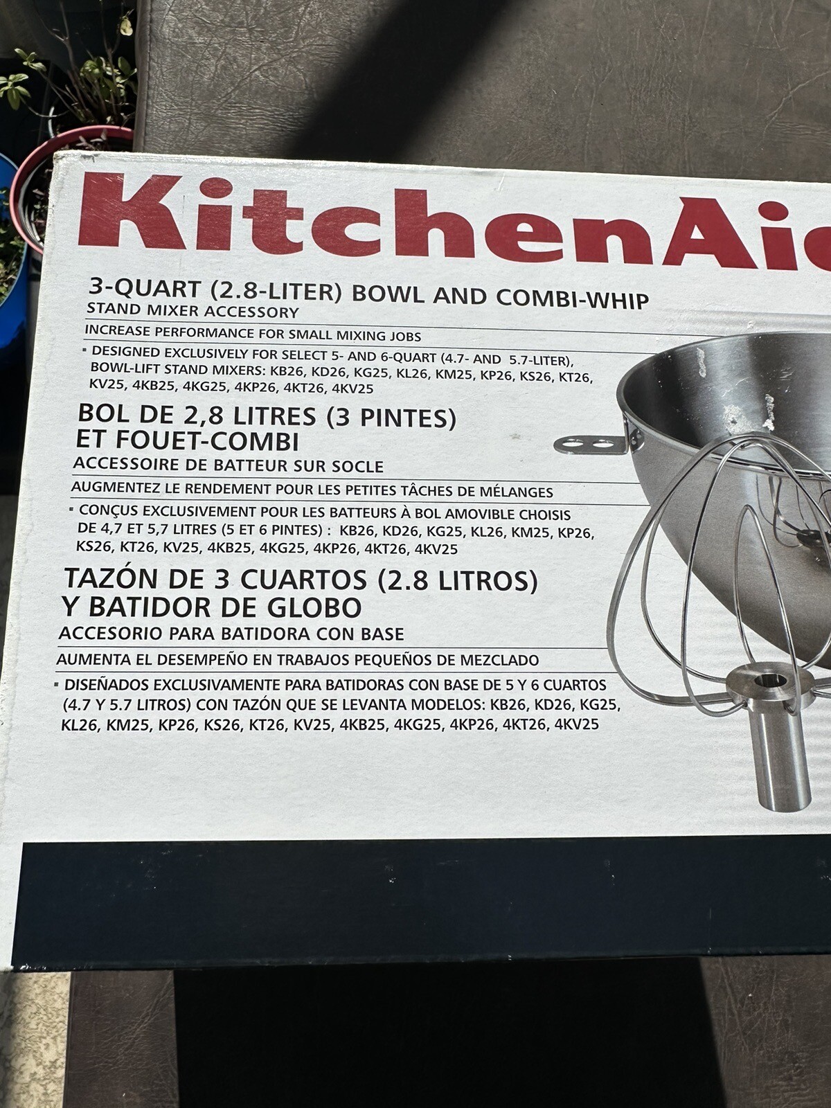 KitchenAid 3 Quart Bowl And Whisk Combo Kit For Stand Mixer eBay