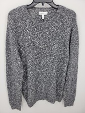 Calibrate Sweater Mens Large Black White Marl Crew Neck Preppy Pullover Modern