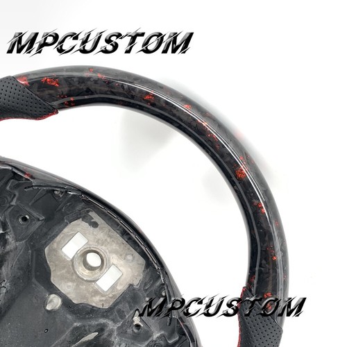 Red Flakes Forged Carbon Fiber Steering Wheel Fit for Tesla Model X S 2012-2020 - Picture 4 of 8