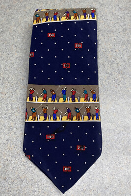 Vicky Davis Mens Neck Tie Blue Golf HOME ON THE RANGE Silk Polka Dots
