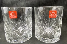 Set of 2 RCR ROYAL CRYSTAL ROCK Italy Double Old Fashioned Crystal Glasses NEW