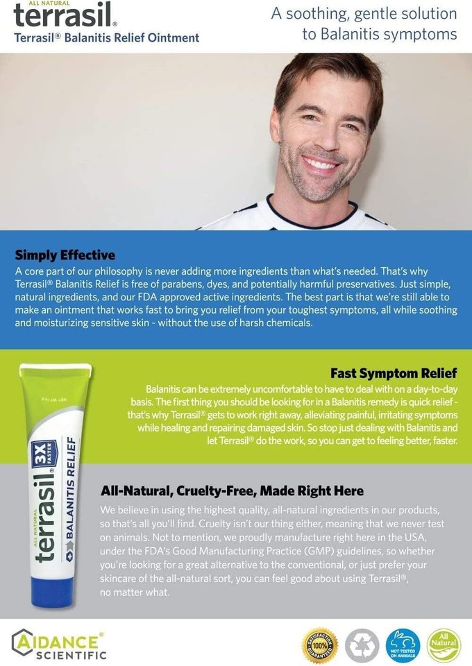 Terrasil Balanitis Antifungal Cream, Soothing Anti Itch Cream for