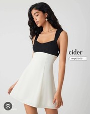 Cider Color Block Mini Dress XS Black White Sleeveless A-Line NWT