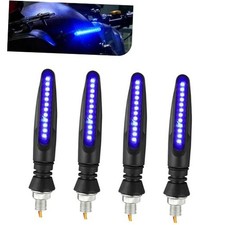 Motorcycle Turn Signal Lights, 12V Flowing Sequential LED Indicator 4 PCS Blue