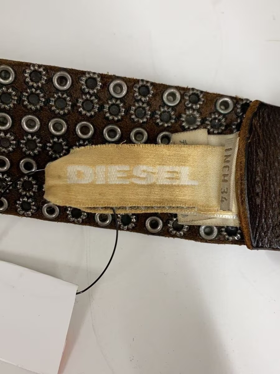 DIESEL Y2K Brown Leather Belt Men's Studded Punk Vintage Style