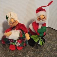 VTG 1963 Annalee Mobilitee Santa & Mrs Claus Doll Set 8-10