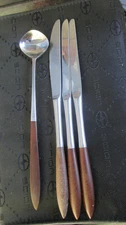 Ekco Eterna Epic Canoe Muffin Stainless Flatware Knives, Set Of 3 & Salad Spoon