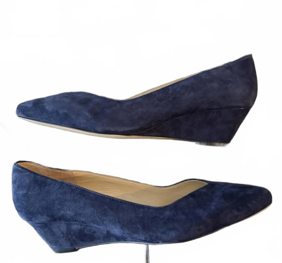 Zapatos de cuña Talbots para mujer talla 9,5 M cuero gamuza azul preppy ciudad sin cordones Foto 3 de 4