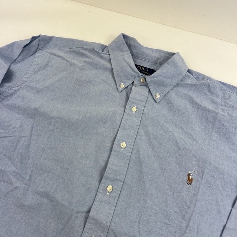 Polo Ralph Lauren Blue Oxford Long Sleeve Button Shirt Flesh Pony Size 2XB