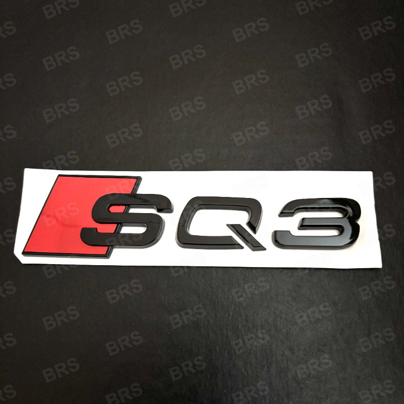 Badge SQ3 noir brillant pour coffre de Audi Q3 8U F3 - Logo autocollant 3D 14,5cm
