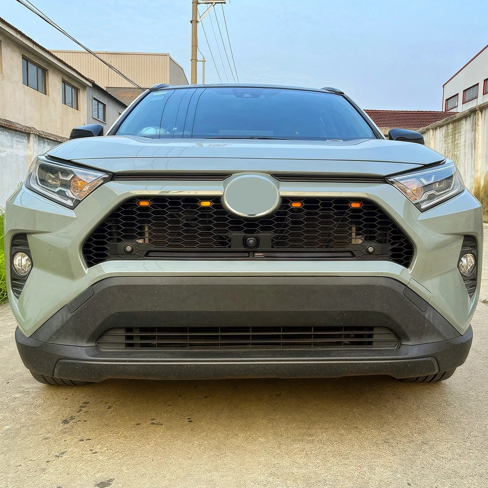 Black Front Grille Fits For Toyota RAV4 2019 - 2024 Grill With LED Light Bar - Image 2 of 4