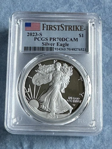 2023-S PF70 PCGS DCAM American silver eagle . First Strike