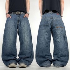 Vintage y2k grunge embroidered skater baggy wide leg faded jeans