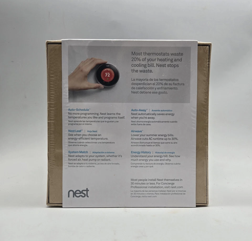 Nest Thermostat 2nd Generation T200577 Learning Home Air Steel Factory Sealed - Image 2 of 4