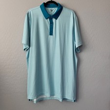 Graham Luxe XL Golf Polo Shirt Teal Blue Geometric Print Short Sleeve Mens