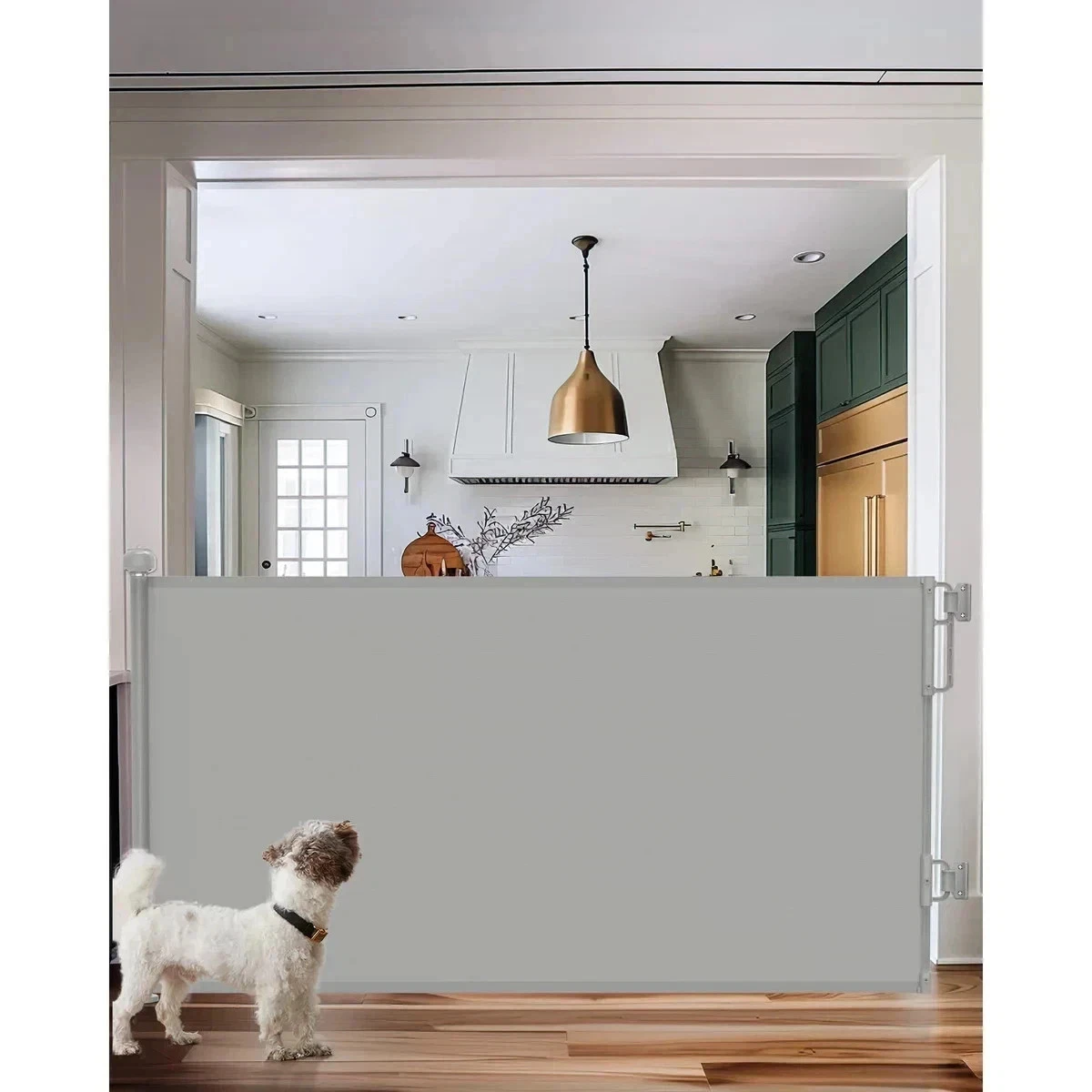 Retractable Baby Gate - 34" Tall, Extends up to 55" Wide - Gray Mesh for Stairs