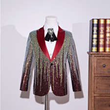 Veste Blazer En Sequin Pour Garçon Costume Enfant Fête Scène Brillante Rétro
