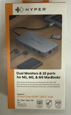 NEW Hyper HyperDrive Dual 4K HDMI 10-in-1 USB-C Hub M1/M2/M3 MacBooks pro Gray