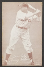 Tommy Holmes 1947-1966 Baseball Exhibits Card (EX Minor Wear)