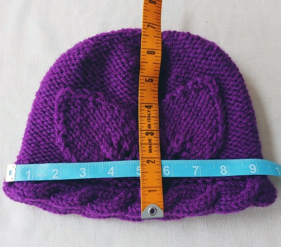 二手状况完好暖紫色手工针织帽 — 第 2/4 张图片