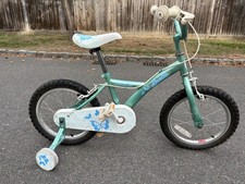 Apollo Sparkle 16in Girls Kids Bike Turquoise/White with Training Wheels