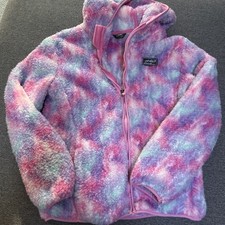 Eddie Bauer Kids Girls Size Large 14 Pink Purple Fleece Hooded jacket EUC