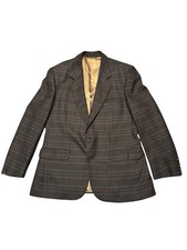 VTG Aquascutum London Sport Coat 44R Made in England Wool Glen Plaid Blazer Blue