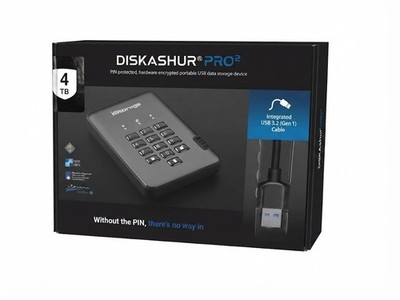 iStorage diskAshur PRO² 4 TB   Externe HDD, Hardware-Verschlüsselung, PIN-Schutz