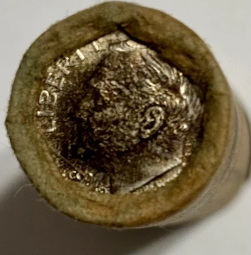 OBW 1962-D Silver Roosevelt Dimes, 50-Piece BU Bank Wrapped Roll.CHASE MANHATTAN