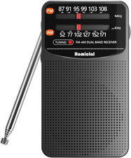 AM/FM Portable Radio, Pocket Radio 3 AA Battery Powered, Long Lasting, with Exce