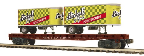 Coche plano MTH PREMIER 20-95508 PENNSYLVANIA con 2 remolques BICKEL’S of York PUP O | Zustand: New